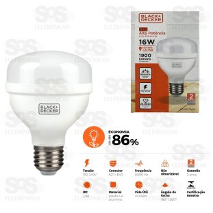 Lâmpada LED 16W Alta Potência Black+Decker BDAP-1900