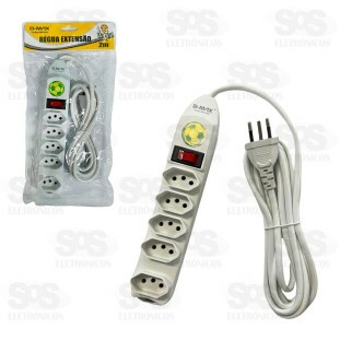 Extensão 5 Tomadas Cabo 2 Metros B-Max BM-8686