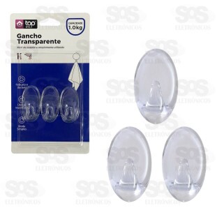 Ganchos Multiuso Transparente 3 Unidades Top Útil TOP1346