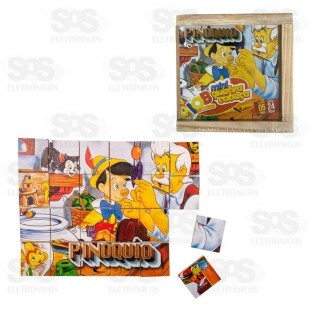 Quebra-Cabeça Pinóquio 24 Peças e Estojo em Madeira IOB 101