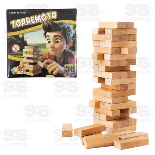 Jogo Da Torre Torremoto 36 Peças Madeira IOB 07