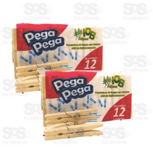 Prendedor de Roupa de Madeira com Mola 12 Unidades 02