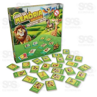 Jogo Da Memória Animais 24 Peças Português-Inglês IOB 05