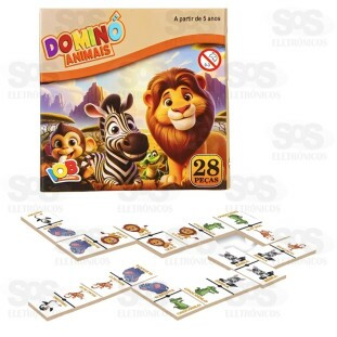 Dominó Animais 28 Peças de Madeira IOB 65
