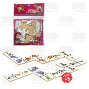 Dominó Animais 28 Peças de Madeira IOB 55