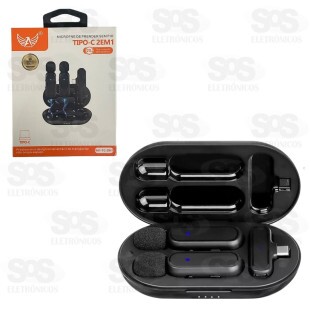 Microfone De Lapela Duplo Sem Fio Type C Altomex K61-TC-2IN1