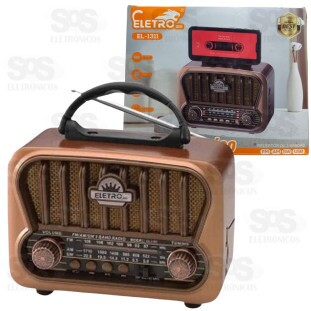 Rádio Retrô Com Lanterna 3 Bandas e Bluetooth Eletromex EL-1311