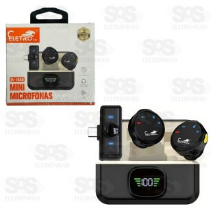 Microfone De Lapela Duplo Sem Fio Type C Eletromex EL-1850
