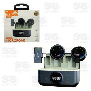 Microfone De Lapela Duplo Sem Fio Type C Eletromex EL-1837