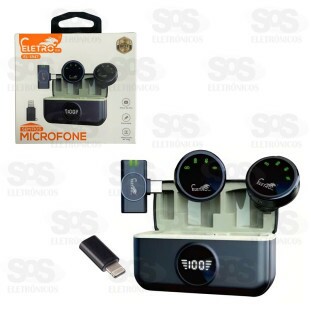 Microfone De Lapela Sem Fio Type C Com Adaptador Lightning EL-1847
