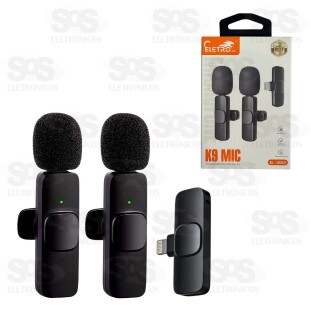 Microfone De Lapela Duplo Sem Fio Lightning Eletromex EL-1822