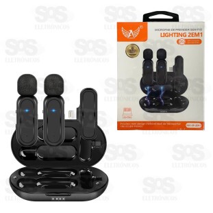 Microfone De Lapela Duplo Sem Fio Lightning Altomex K61-IP-2IN1