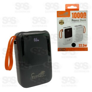 Carga Extra 10.000mAh 4 Interfaces Com Lanterna Eletromex EL-2910