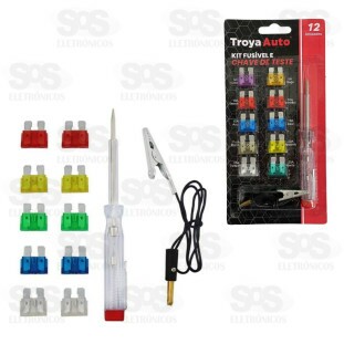 Kit Fusível 12 Peças Com Chave Teste e Garra TroyaTools TRY-0033