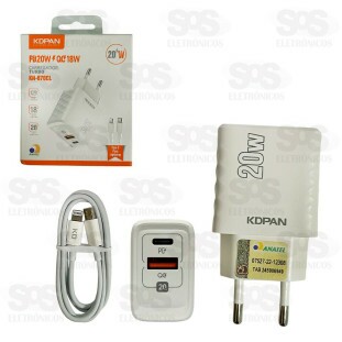 Carregador Rápido USB+PD Com Cabo Iphone Kdpan KN-670CL