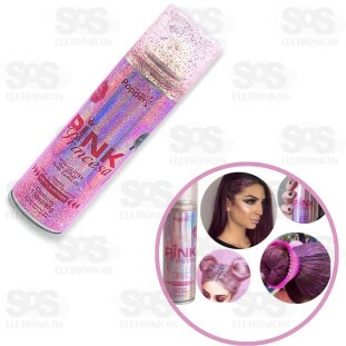 Pinta Cabelo Com Glitter Spray Pink 150Ml Popper
