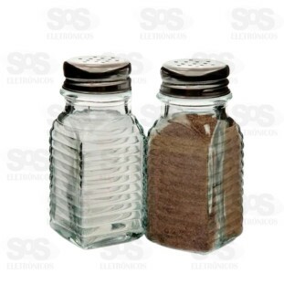 Saleiro de Vidro Tampa em Alumínio Top Útil TOP2177