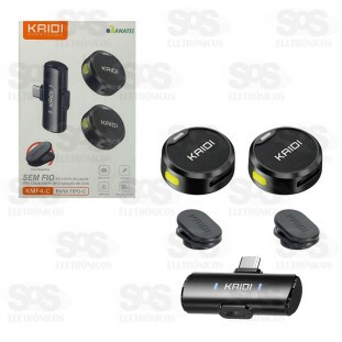Microfone De Lapela Duplo Sem Fio Type C Kaidi KMF4-C