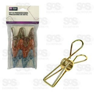 Conjunto 12 Prendedores de Metal Coloridos Top Útil TOP0928