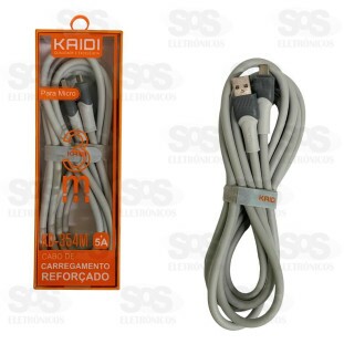 Cabo Emborrachado Reforçado Micro USB (V8) 3 Metros Kaidi KD-354M