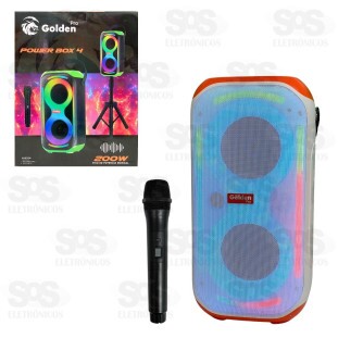 Caixa De Som Potente Com Microfone e Tripé Power Box 4