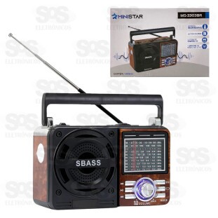 Rádio Retrô Portátil 3W Bluetooth Ministar MS-3303BR