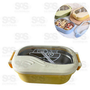Lancheira Aço Inox Colher e Tampa Plática Top Util TOP2366