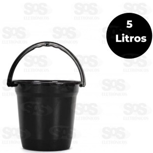 Balde Plástico 5 litros Preto Plasmarc 275