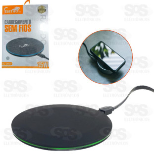 Carregador Sem Fio 15W Base de Indução Eletromex EL-2907