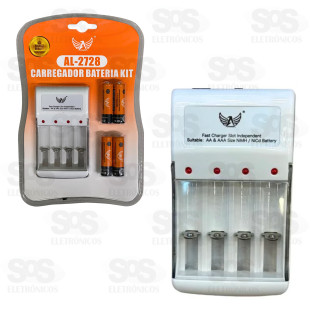 Carregador AA/AAA Com 4 Pilhas Altomex AL-2728