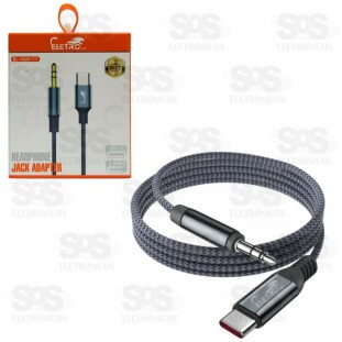 Cabo Auxiliar Type-c  Para P2 Conector 3.5mm Eletromex El-3120-TY
