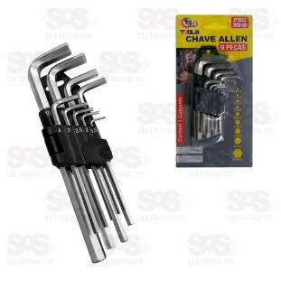 Kit Chave Allen 1,5mm-10mm Com 9 Peças FBG 3219