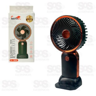 Ventilador Portátil De Mesa Recarregável Metalizado Eletromex EL-3601