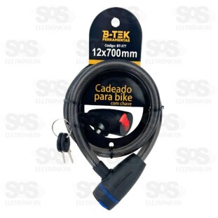 Cadeado Bicicleta Bike Reforçado Cabo Aço Com Chave 12x700mm BT-377