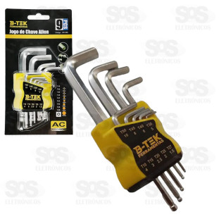 Kit Chave Allen 1,5 a 10mm Com 9 Peças B-Tek BT-385