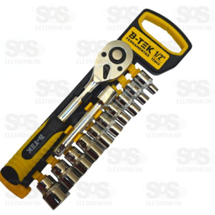 Kit De Soquetes Sextavados 1/2 Catraca Extensor B-Tek BT-434