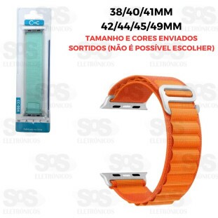 Pulseira De Nylon Elástica Smartwatch 42/44/45/49mm Cores Variadas