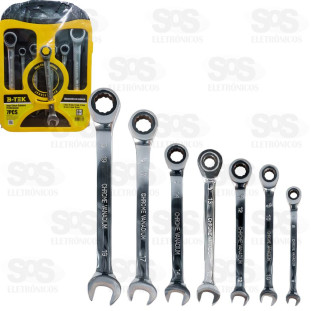 Jogo De Chave Combinada Catraca 7 Peças De Aço 08 A 19mm B-Tek 594