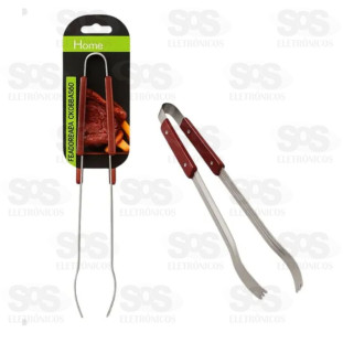 Pegador Para Carne em  Inox E Madeira 37,5 cm HM-563