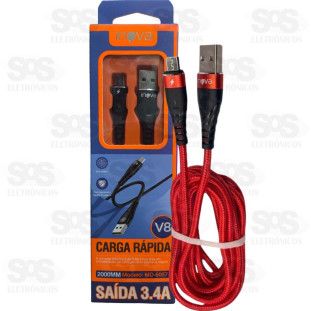 Cabo De Dados 3.4A Micro USB V8 2 Metros Inova MD6057