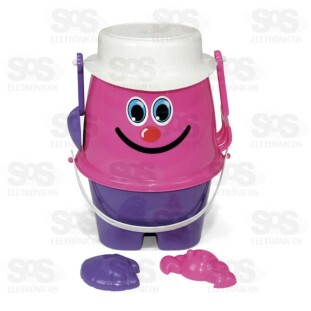 Balde Boneco 7 Peças Rosa Poliplac 6358