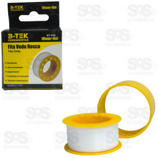 Fita Veda Rosca Com Cinta 18mmx6 metros B-Tek BT-640