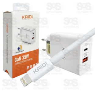 Carregador Turbo USB + PD 35W Cabo USB E Iphone  Kaidi KD-671A
