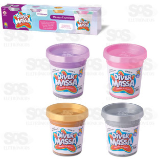 Kit Com 4 Potes De Massinha Perolado Divertoys 8109