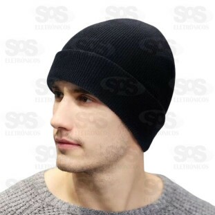 Touca De Frio Tricotada Unisexx Lisa Preta A-1