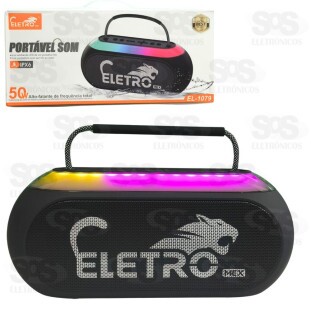 Caixa De Som 50W Com Iluminção IPX6 Eletromex EL-1079