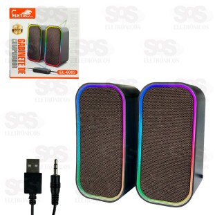 Caixa de Som Multimídia Com LED 6W Eletromex EL-6003
