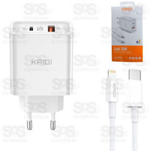 Carregador Turbo USB+PD 35W Cabo Iphone Kaidi KD-671CL
