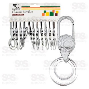 Chaveiro Bola Basquete Metálico Com Argola Dupla 12 Unidades Caerus CRS-1040