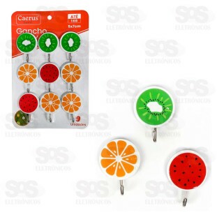 Ganchos Multiuso de Plástico 9 Peças Frutas Caerus CRS-2352